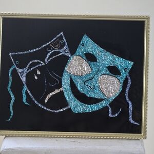 Dramatic Comedy and Tragedy Art Print - Black and Silver